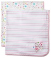 ABSORBA Baby-Girls Newborn Two Pack Swaddle Blankets, White/Print, One Size