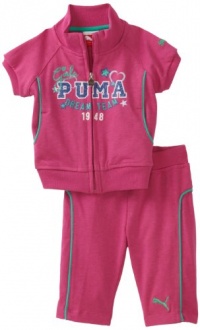 Puma - Kids Baby-girls Infant Reglan Zip Jacket And Capri Set, Pink, 18 Months