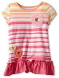 Design History Girls 2-6X Stripe Tunic Ruffle Flower, Partypinkstripe Combo, 2T