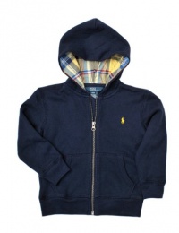 Ralph Lauren Toddler Boy's Plaid Lined Hoodie (3/3T, Navy)