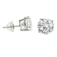 Solitaire Stud Earrings Round Cubic Zirconia CZ 14k White Gold Basket 4 mm (1/2 ct.tw.)