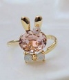 Pink Rhinestone Bunny Ring (Adjustable)