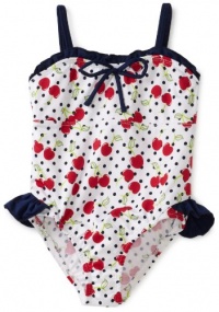 Pink Platinum Baby-Girls Infant Cherry 1 Piece Swimsuit, White, 18 Months