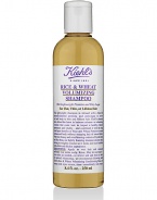 Lightweight shampoo is infused with a blend of naturally-derived proteins and poly-sugar to revive and add body to thin and lifeless hair. Kiehl's chemists have utilized the latest in haircare science -- a volumizing complex that coats hair to impart a healthy, thicker appearance and vitality -- and combined it with the long relied upon benefits of Rice and Wheat Proteins to create fullness and body without stripping hair of natural lipids.