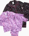 She'll love settling down in sweet style with this coat-front pajama shirt and pants set from Calvin Klein Jeans.