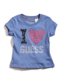 GUESS Kids Girls I Love GUESS Kids Girls Logo Tee, BLUE (4)