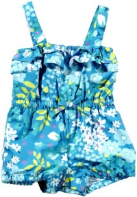 OshKosh B'Gosh Ruffled Floral Shortalls - Blue Floral - 9 Months