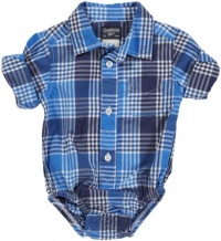 OshKosh B'Gosh L/S Plaid Bodysuit - Blue Plaid - 12 Months