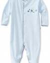 Noa Lily Baby-Boys Newborn Footie with Turtle Embroidery, Blue, 9 Months