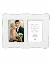 Wedded bliss. Celebrate your special day with the elegant Lenox Bliss invitation frame, featuring wedding-white porcelain laced with frilly raised detail and sparkling accents.