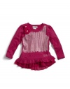 GUESS Kids Girls Top With Sequins, DARK PINK (3T)