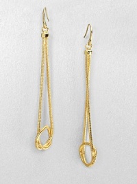 A modern style with a radiant knotted snake chain. BrassLength, about 2.75Hook backImported 