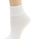 HUE Women's Huetopia Turn Cuff Sock, White, 9-11