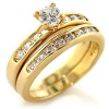 W-293 Elegant Two Piece Wedding Ring Set 18kt Gold EP Sizes Available in 5-10 Lifetime Guarantee Anniversary Engagement Band