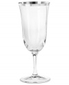 An elegant tulip shape melds with platinum accents to form a stemware collection with grace and style. A chic addition to any home, this set features signature Vera Wang design with timeless appeal. Ice beverage shown at left.