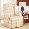 Sure Fit Soft Suede Plaid Wing with Cotton Duck Slipcover, Cocoa