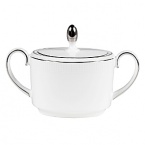 A subtle yet classic collection for formal dining in white fine bone china with platinum-toned accents.