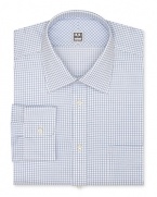 From Ike Behar, a sophisticated regular fit shirt rendered in a soft textured cotton with allover check print.