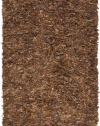 Safavieh Leather Shag Collection Metro Handmade Saddle Leather Area Rug, Brown