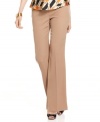 Crepe fabric creates a fluid drape on Nine West's office-ready trousers. A wider, trouser-cut leg creates the illusion of smaller hips and waist. (Clearance)