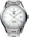 TAG Heuer Men's WV2116.BA0787 Carrera Calibre 7 Twin Time Automatic White Dial Steel Bracelet Watch