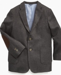 This adorable elbow-patched blazer by Tommy Hilfiger will have him looking like the head professor of playtime.