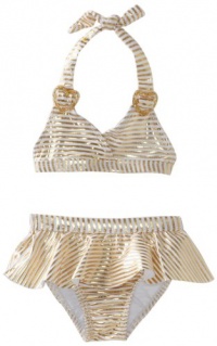 Penelope Mack Baby-girls Infant Two Piece 24K Gold Swimsuit, Gold, 18 Months