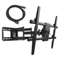 VideoSecu Articulating Full Motion TV Wall Mount for 32-65 LED LCD Plasma TVs with VESA up to 600x400 mm, Dual Arm pulls out up to 25 Inch, with Leveling Adjustments, Free HDMI Cable A37