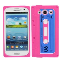 Fosmon Retro Soft Silicone Cassette Case for the Samsung Galaxy S3 / S III - Pink / Blue