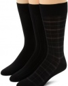 Calvin Klein Men's 3 Pack Microfiber Windowpane Socks, Black, 7-12