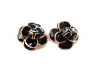 Elegant Black Camellia Stud Earrings