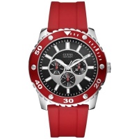 Guess Men's U11075G2 Red Silicone Quartz Watch with Black Dial