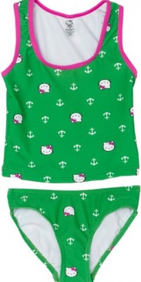 Hello Kitty Girls 7-16 Big Girl Tankini, Green, 10/12