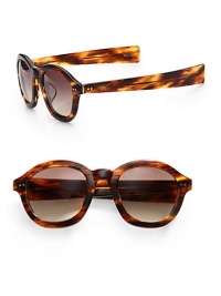 A resin design with a cool vintage look. Available in black with smoke gradient lens or shiny light tortoise shell with brown gradient lens. 100% UV protectionImported 