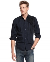 This detailed shirt from Vintage Red will have everyone flocking to you for style tips.