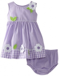 Blueberi Boulevard Baby-girls Newborn Checkered Flower Sundress, Lilac, 3-6 Months