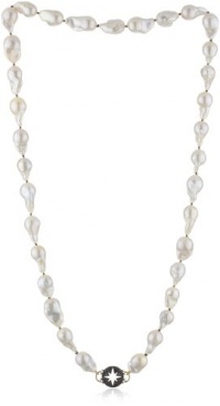 Mizuki 14k White Baroque Pearl Necklace with Diamond Starburst, 28