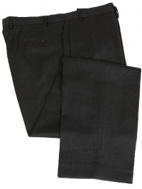 Calvin Klein Mens Flat Front Solid Charcoal Gray Wool Dress Pants