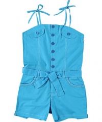 Pinkhouse Braid Pockets Romper (Sizes 7 - 16) - aqua, 14 - 16