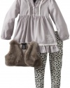 Calvin Klein Girls 2-6x Tunic With Vest And Printed Legging, Gray, 3T