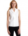 Jones New York Women's Petite Sleeveless Easy Care Shirt, White, 8P