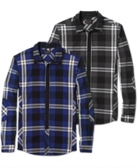 Build up your basic look with these dark plaid shirts from Guess, the perfect complement to a crisp pair of jeans.