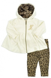 Guess Infant Girls Cream Hoodie 2Pc Cheetah Legging Set (12M)