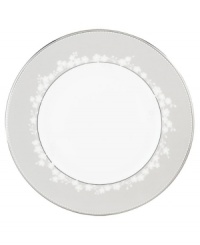 The essential salad plate finely crafted in elegant bone china with a delicate floral design with textured white beads finished with stunning platinum trim to complete the perfect table setting. Perfect for serving salads, appetizers or desserts. From the Lenox dinnerware collection.