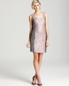 Susana Monaco's clever two-tone tank dress takes form in lustrous sequins, showing off soft, season-less hues.