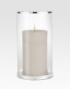 Elegant in its simplicity, a crystal column with silver-plated accents is ready to shed softly glowing candlelight. Candle not included 11H X 6D Imported