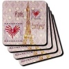 Bonjour Paris - French Inspired Hearts Art - Set Of 4 Coasters - Soft