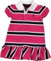 Ralph Lauren Baby Girl's Striped Rugby Dress, Hot Pink, 24 Month