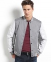 Study up on sporty style this fall with a cool varsity-inspired jacket from INC International Concepts.