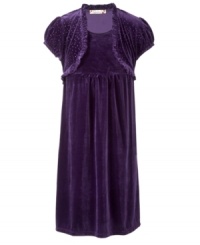 She'll look heavenly in this velvet shrug dress from Speechless.